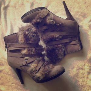 Aldo Grey Heel Booties W/ the Fur